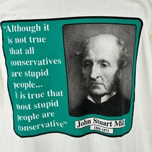 Vtg Single Stitch Pro Democrat John Mill Stuart Political Shirt Made in USA 3XL